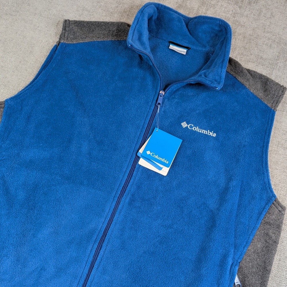 Columbia Vest Jacket Mens XL Blue Grey Steens Mountain Fleece Full Zip NWT